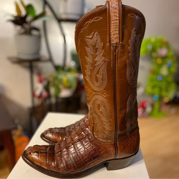 Ladies Handmade USA Lucchese Caiman Ridge Western Boots - 7.5 B - Picture 2 of 11